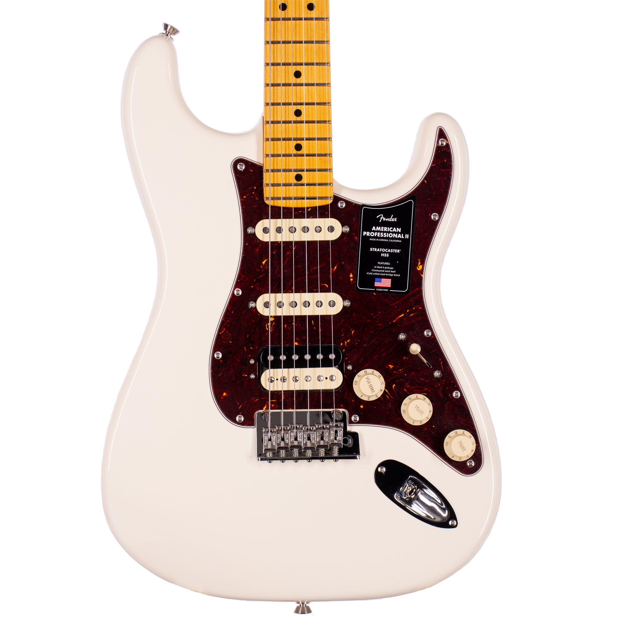 Fender American Professional II Stratocaster Electric Guitar, HSS Maple,  Olympic White