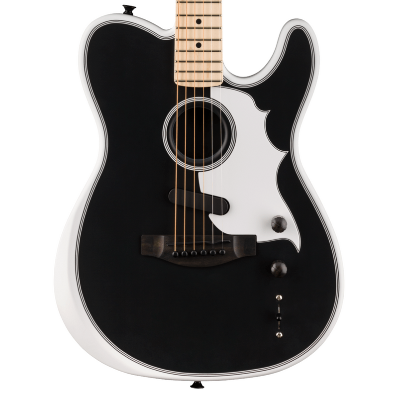 Fender Jack White Triplesonic Acoustasonic Telecaster Guitar, Satin Arctic White w/ Black Top