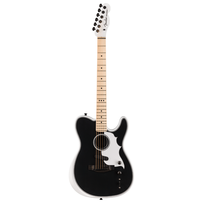 Fender Jack White Triplesonic Acoustasonic Telecaster Guitar, Satin Arctic White w/ Black Top