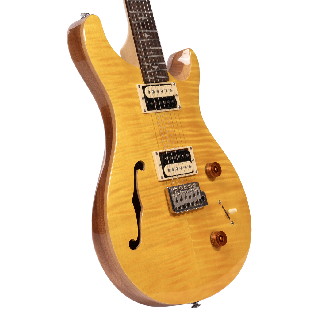 PRS SE Custom 22 Semi-Hollow Electric Guitar, Santana Yellow