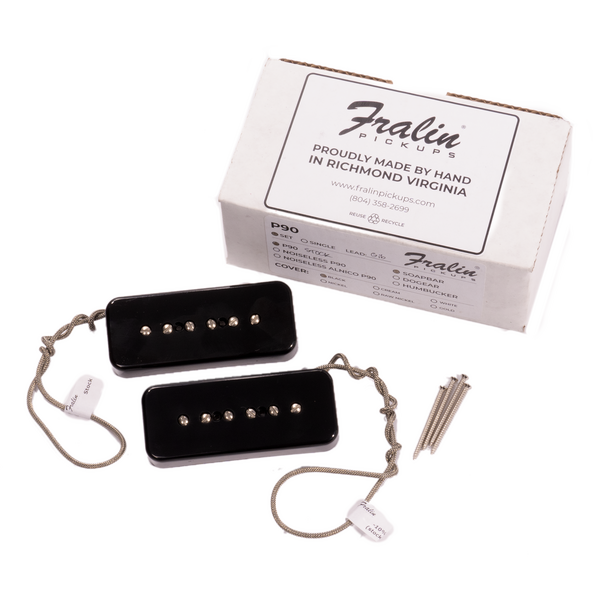 Fralin P90 Single Coil Electric Guitar Pickup Set, Soapbar, Gibson Wire,  Stock Output, Black