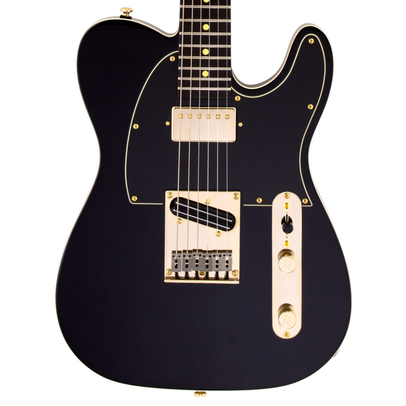 Reverend Pete Anderson Eastsider Custom Midnight Edition Electric Guitar, Black w/Gold Hardware