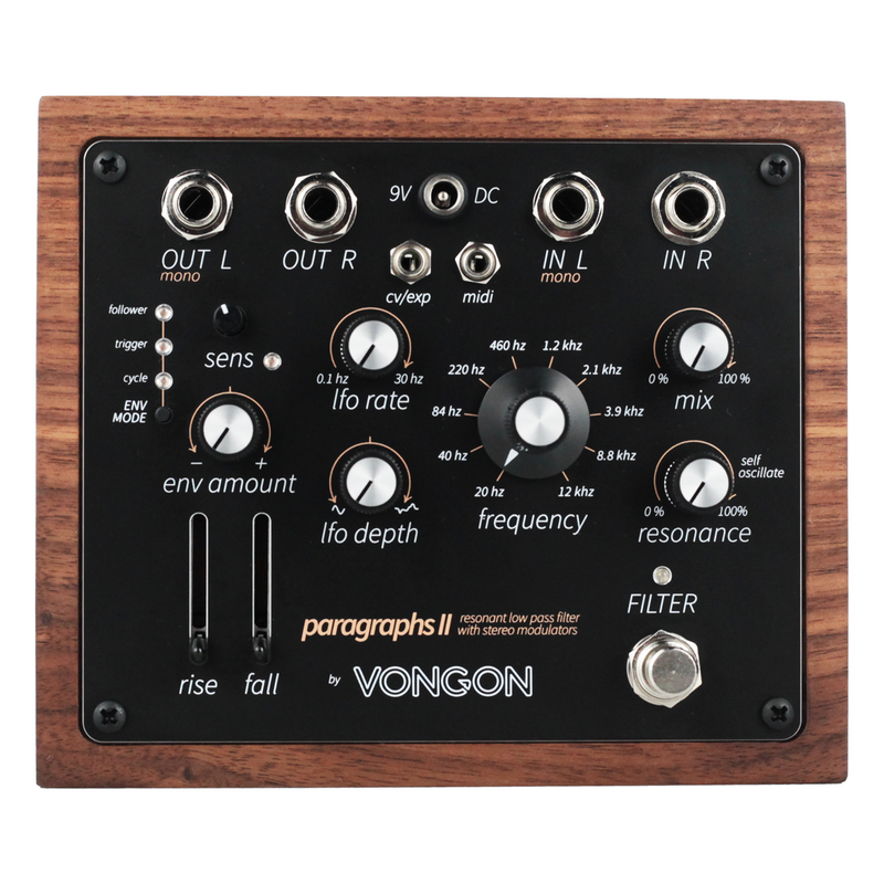 Vongon Paragraphs II Resonant Low Pass Filter Effect Pedal w/ Stereo Modulators