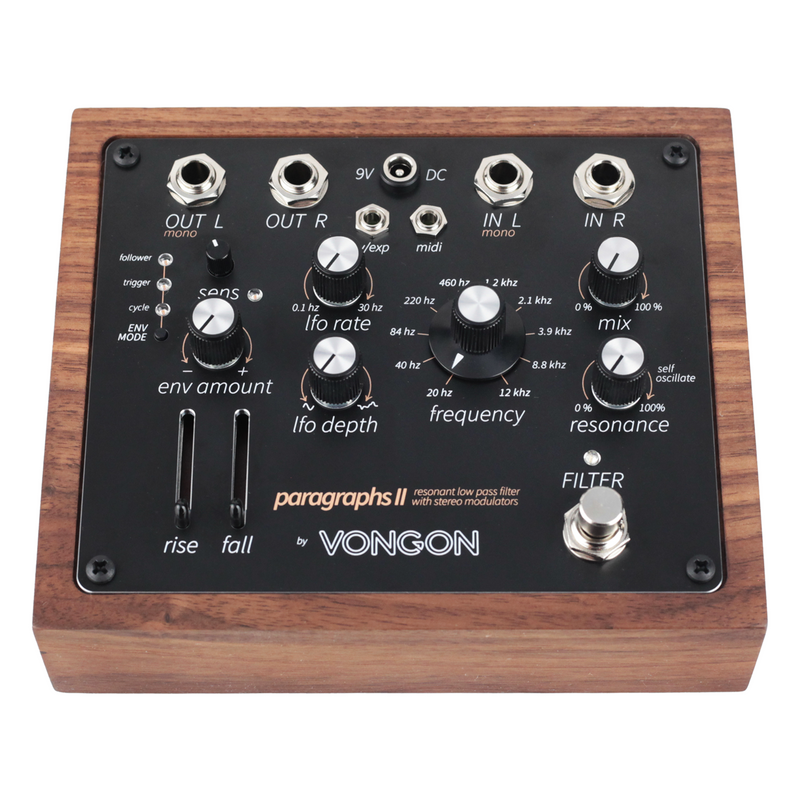 Vongon Paragraphs II Resonant Low Pass Filter Effect Pedal w/ Stereo Modulators