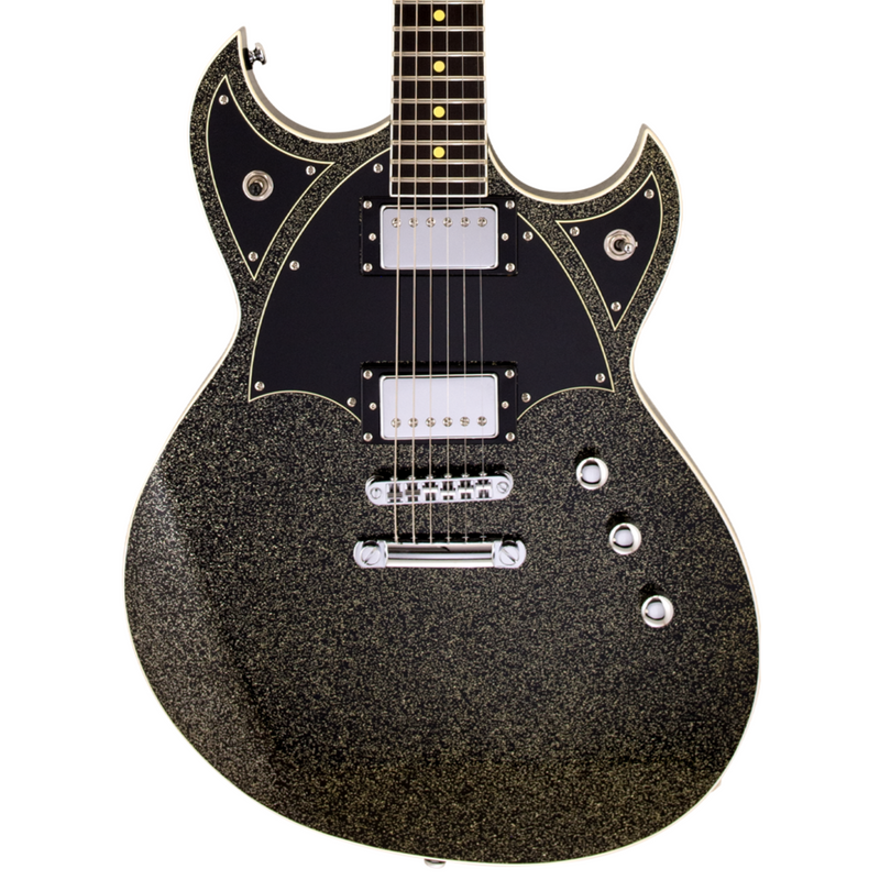 Reverend Reeves Gabrels Spacehawk HT Electric Guitar, Ebony Fingerboard, Black Sparkle