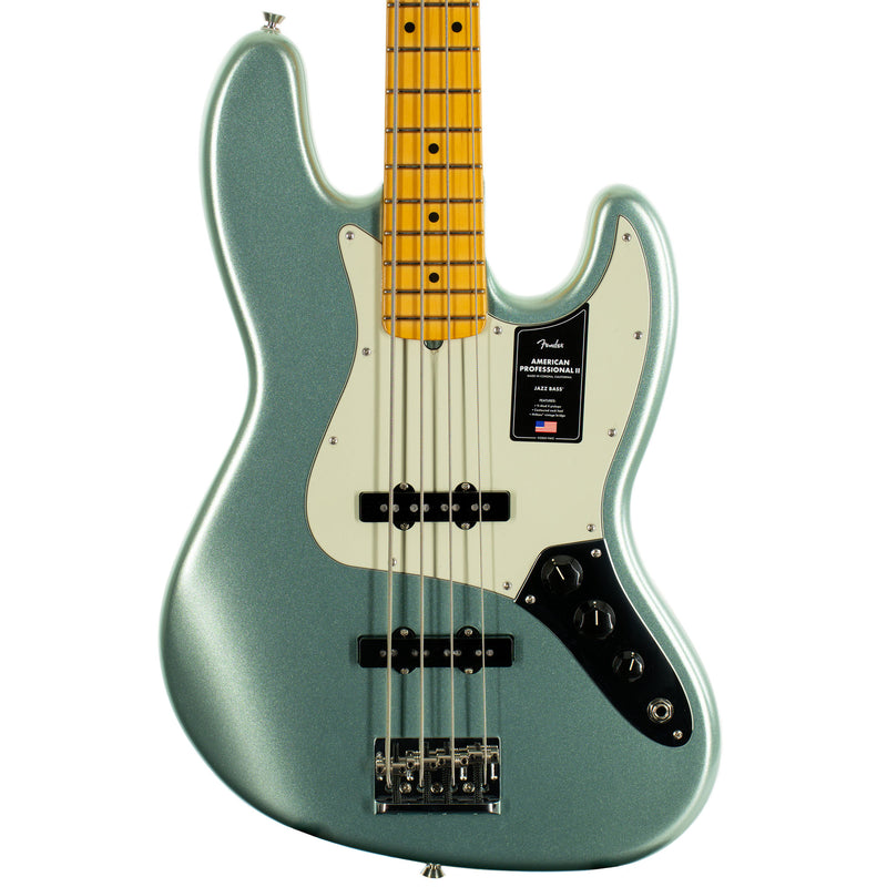 Fender American Professional II Jazz Bass Guitar, Maple, Mystic Surf Green