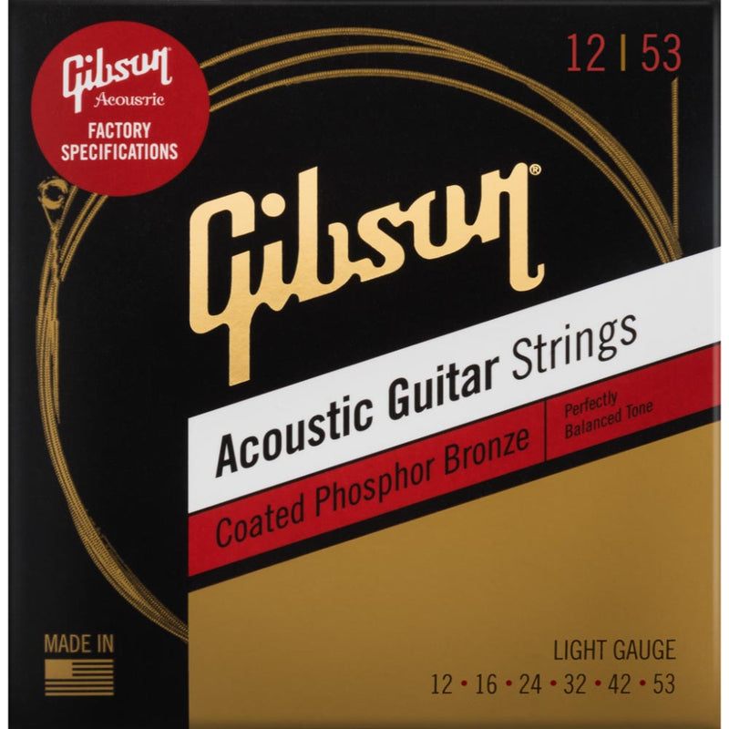 Gibson 12-53 Light Coated Phosphor Bronze Acoustic Guitar Strings