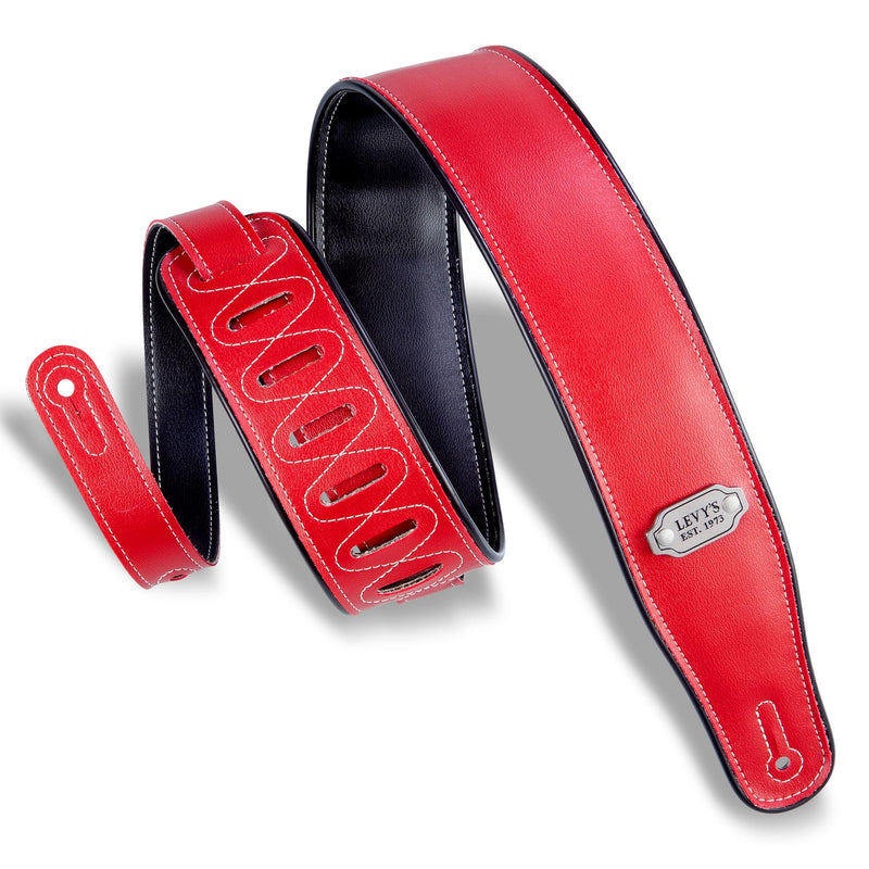 Levys 2 3/4 Inch Reversible Vinyl Guitar Strap Black And Red