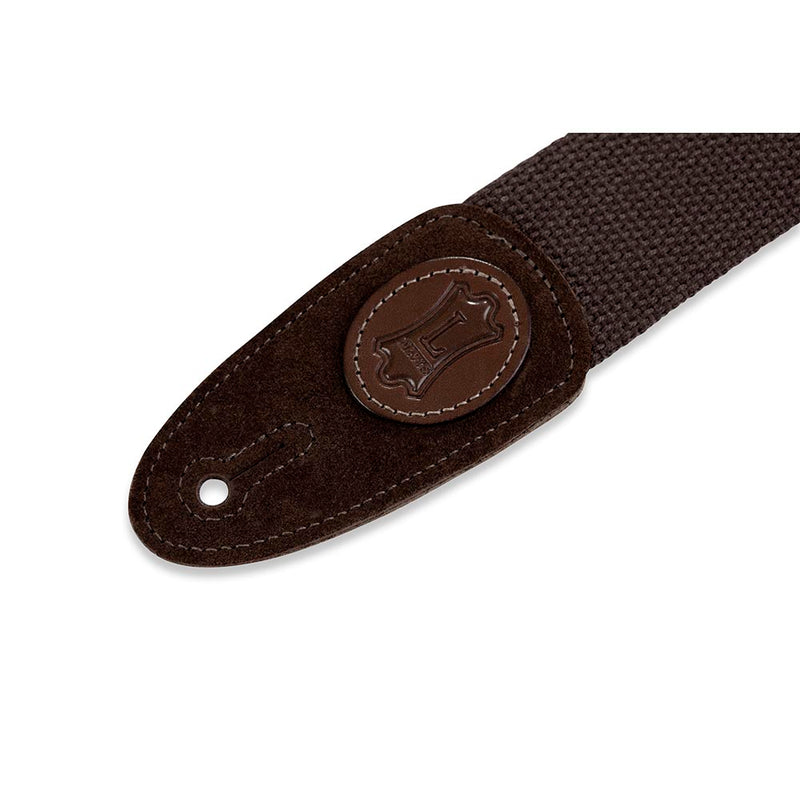 Levys 2 Inch Cotton Guitar Strap Suede Ends Brown