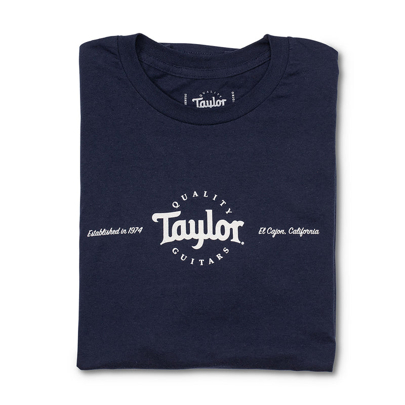 Taylor Guitars Men's Classic T Shirt, Navy Blue and Grey